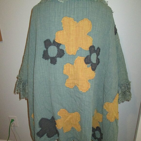 ππOli & Hali LAST ONE! FLOWER PATCHWORK LACE RUFFLE DUSTER NWT Sz L - Picture 10 of 15